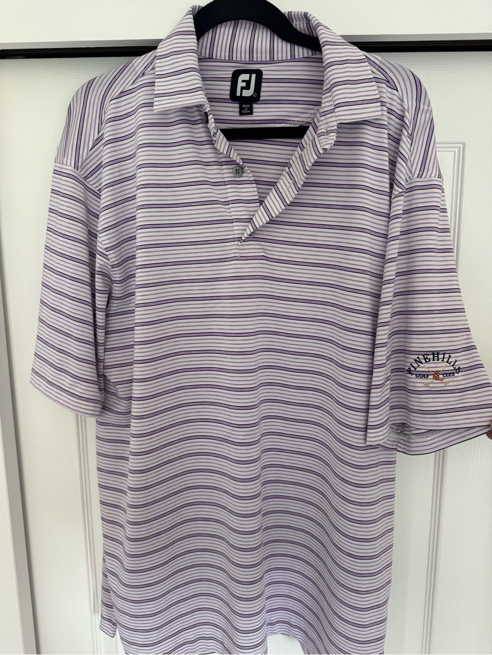 Pinehills Golf Course - FootJoy Men's Striped Golf Polo in Light Purple - Size L